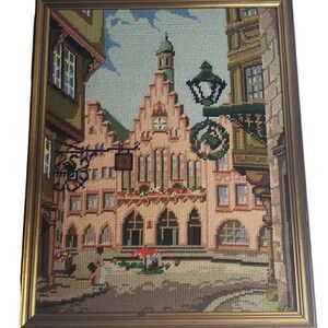Vintage 1960s Needle Point Frankfurt Germany  Der Römer